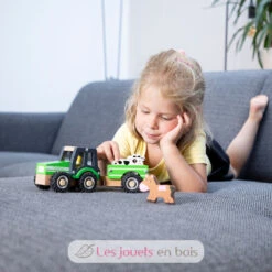 New Classic Toys® Traktor Mit Anhänger Und Tieren - New Classic Toys -Modell Spielzeug Für Kinder 11941 new classic toys tracteur vert avec remorque et animaux ferme 2