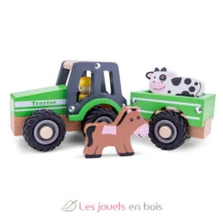 New Classic Toys® Traktor Mit Anhänger Und Tieren - New Classic Toys -Modell Spielzeug Für Kinder 11941 new classic toys tracteur vert avec remorque et animaux ferme 3