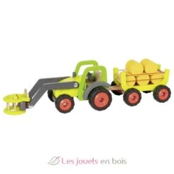 Frontlader Mit Heuwagen - Goki -Modell Spielzeug Für Kinder 55887 goki tracteur chargeur avec remorque a foin 2