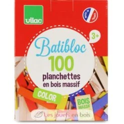 Batibloc Farbe 100-Boards - Vilac -Modell Spielzeug Für Kinder batibloc color 100 planchettes en bois massif 1