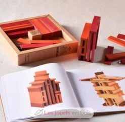 Feld 40 Rot Und Orange Platten + Kunstbuch - Kapla -Modell Spielzeug Für Kinder kapla livre et couleurs orange rouge 3