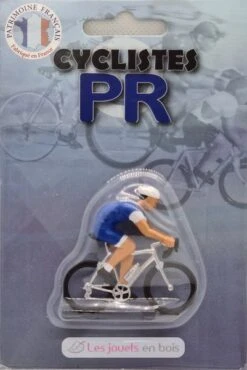 Radfahrer Figur M Blaues Trikot Mit Weißen Ärmeln - Fonderie Roger