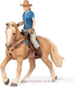 Westpferd Und Sein Westlicher Reiter - Papo 15 Westpferd Und Sein Westlicher Reiter - Papo -Modell Spielzeug Für Kinder papo figurines a collectionner cheval et cavalier cheval western