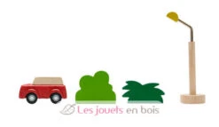 Strassensystem Holz - Plan Toys -Modell Spielzeug Für Kinder pt6208 coffret route circuit voiture en bois 3