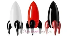 Rakete Rot Und Schwarz - Playsam -Modell Spielzeug Für Kinder rocket black and red playsam fusee en bois design 1 1